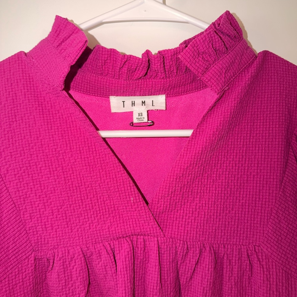 THML Fuchsia Ruffle Neck Dress - Picture 4 of 6